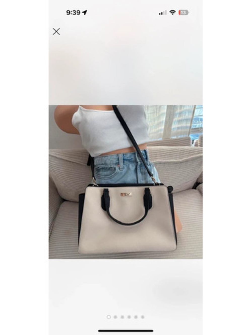 Kate Spade Saffiano Leather Top Handle cream/black bag